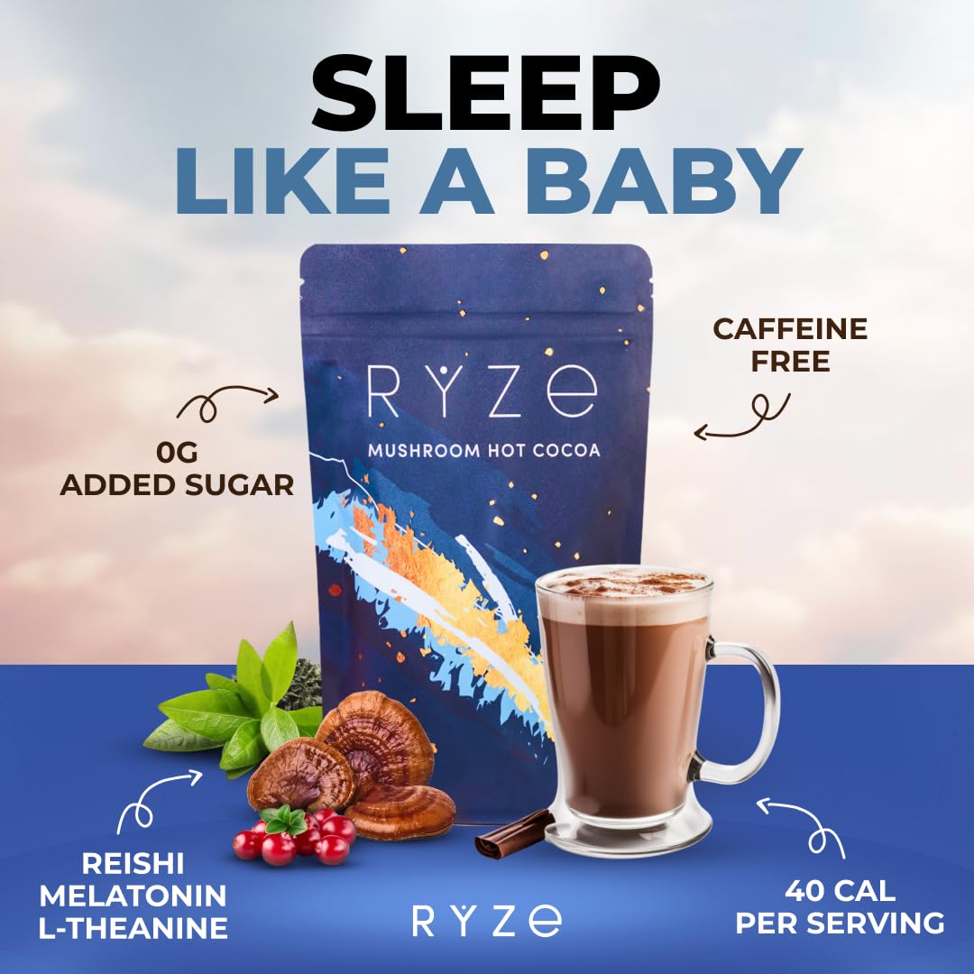 RYZE Mushroom Hot Cocoa – Mushroom Sleep Cocoa with Functional Mushrooms & Rich Chocolate FlavorRYZE Mushroom Hot Cocoa – Mushroom Sleep Cocoa with Functional Mushrooms & Rich Chocolate Flavor - EA Supplements EA Supplements