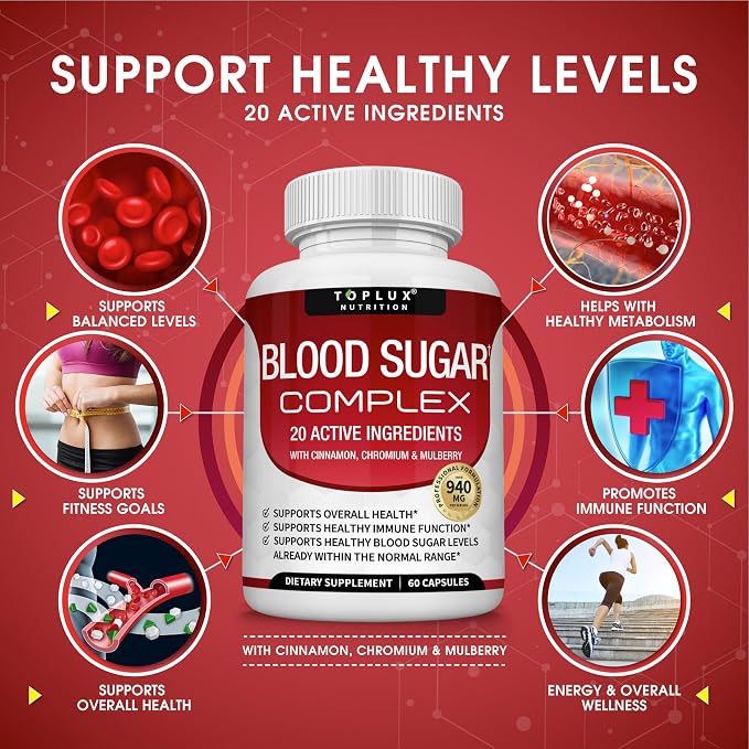 Blood Sugar Complex Supplement – 20 Active Ingredients with Cinnamon, Chromium & Mulberry EA Supplements