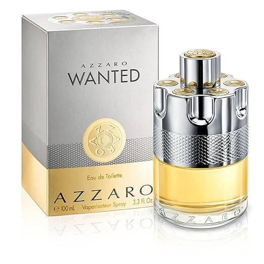 Azzaro Wanted perfume bottle and packaging on a white background