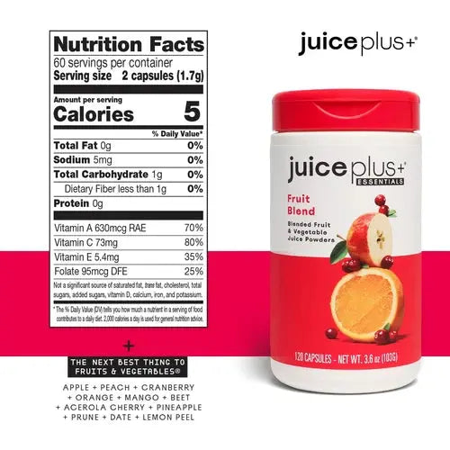 Juice-Plus_-Fruit-_-Vegetable-Blend-Fruit-and-Vegetable supplement facts