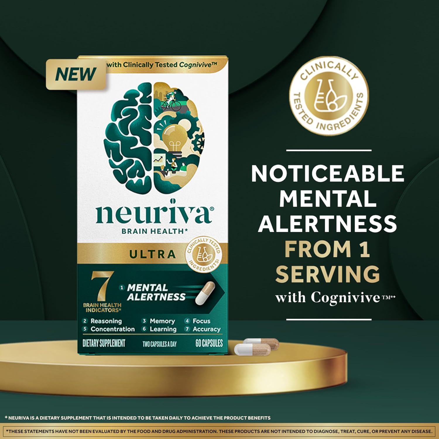 Neuriva Brain Health Ultra 60 Capsules no 1 serving 