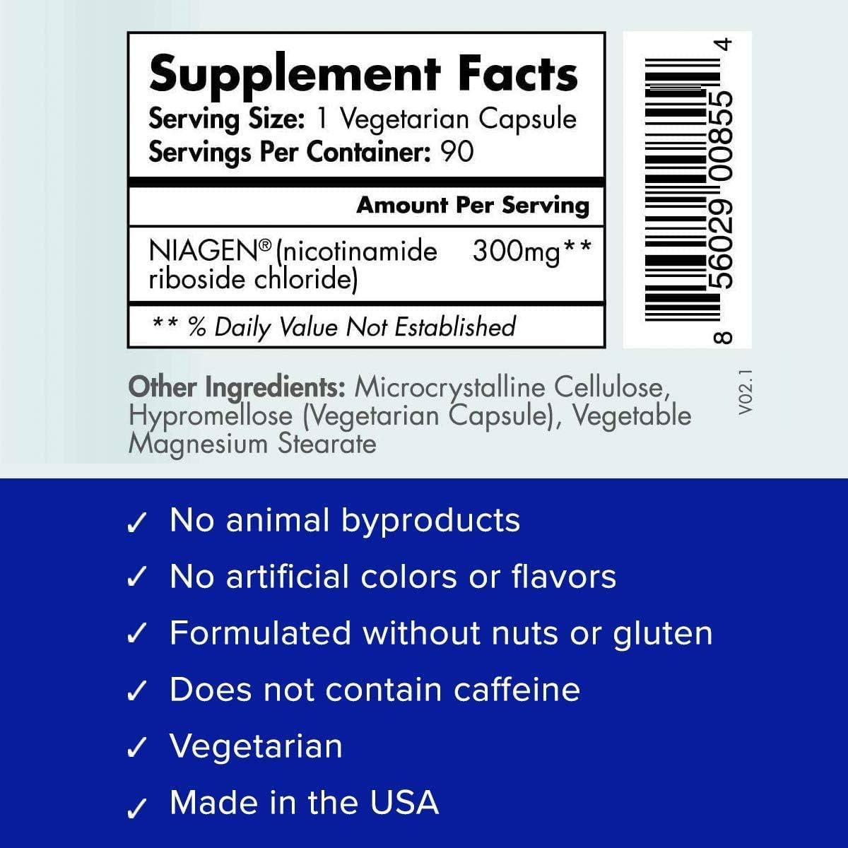 New TRU NIAGEN 300mg supplement facts