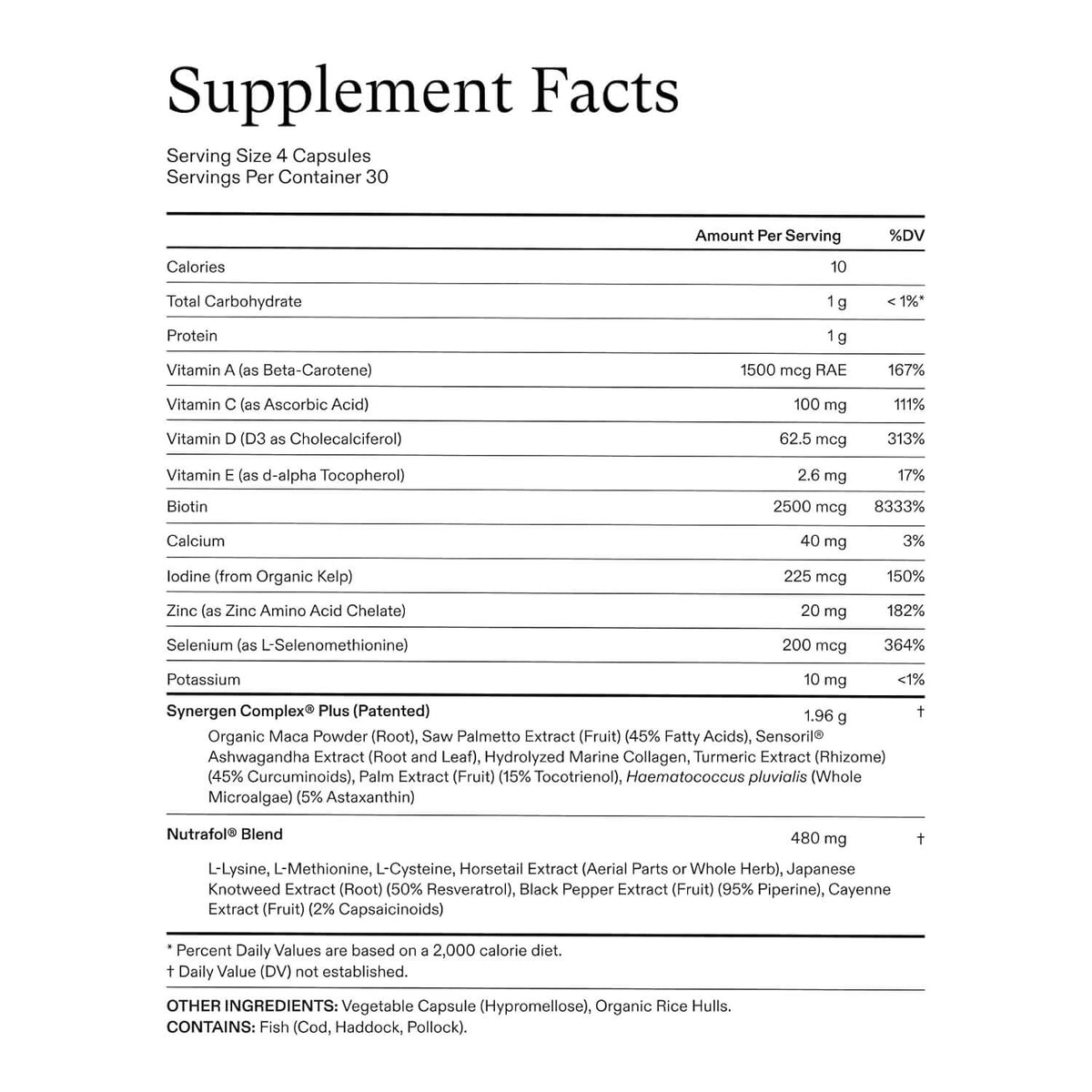 Nutrafol Women's Balance Patch physician supplement facts