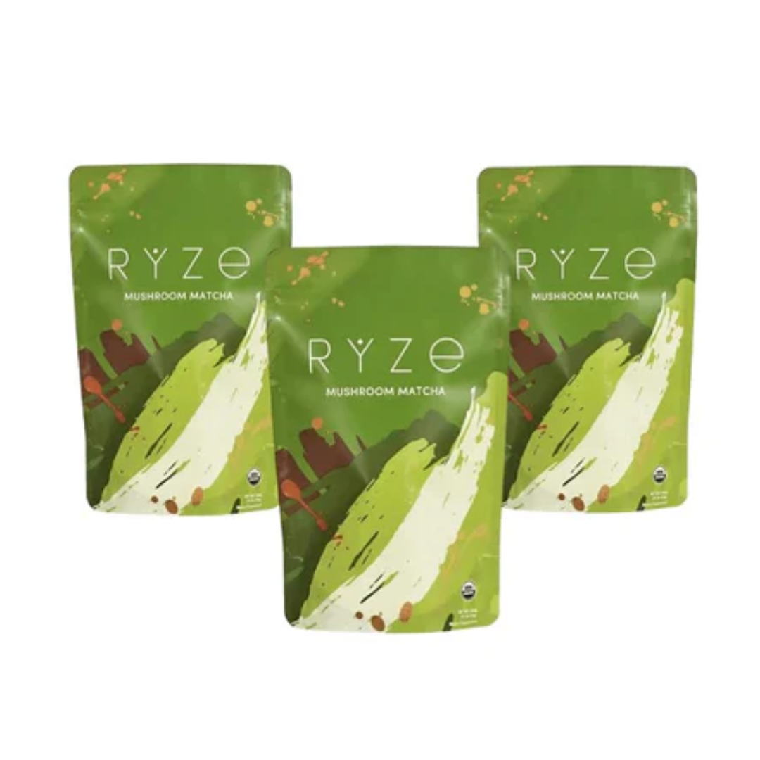 RYZE Superfoods Mushroom Matcha – USDA Organic Blend with 6 Functional Mushrooms and Ceremonial-Grade Japanese Matcha – 30 & 60 Servings