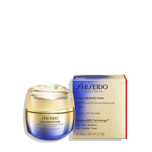 Shiseido Vital Perfection cream jar and packaging on a white background