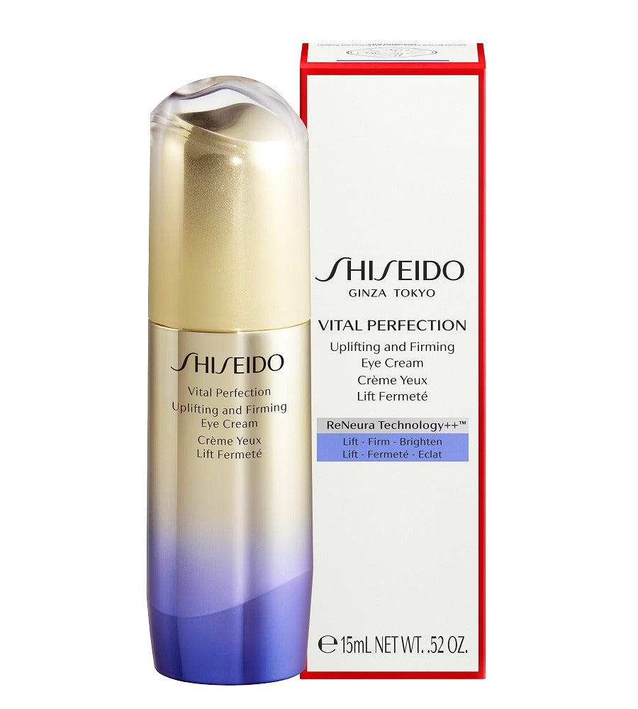 Shiseido Vital Perfection eye cream with packaging on a white background