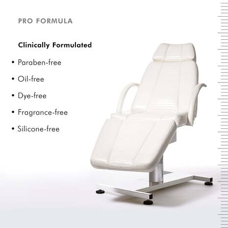 White treatment chair with 'Pro Formula' text and features listed on a white background